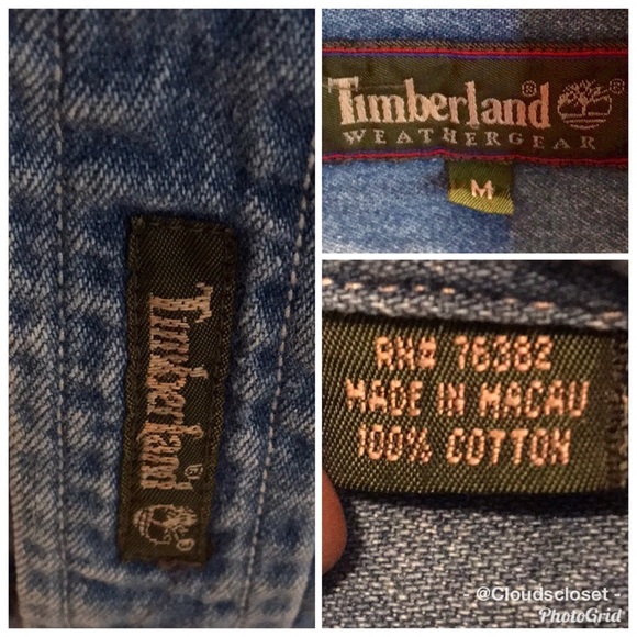 TIMBERLAND DENIM BUTTON DOWN EUC COTTON MEDIUM - Picture 3 of 7
